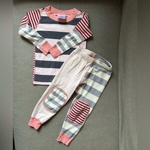 Hanna Andersson Pajama Set - Pink, Gray, and Red Stripes